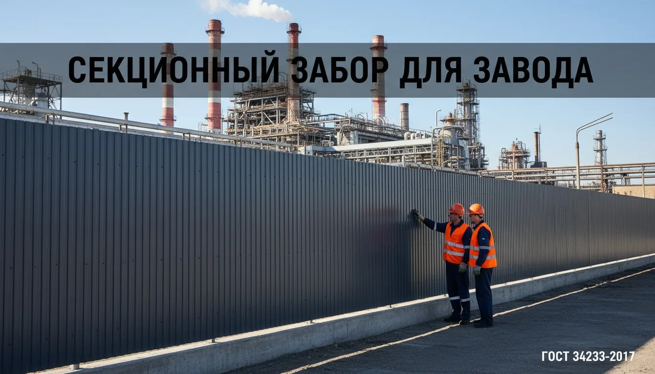 Ограждение территории завода: секционный забор