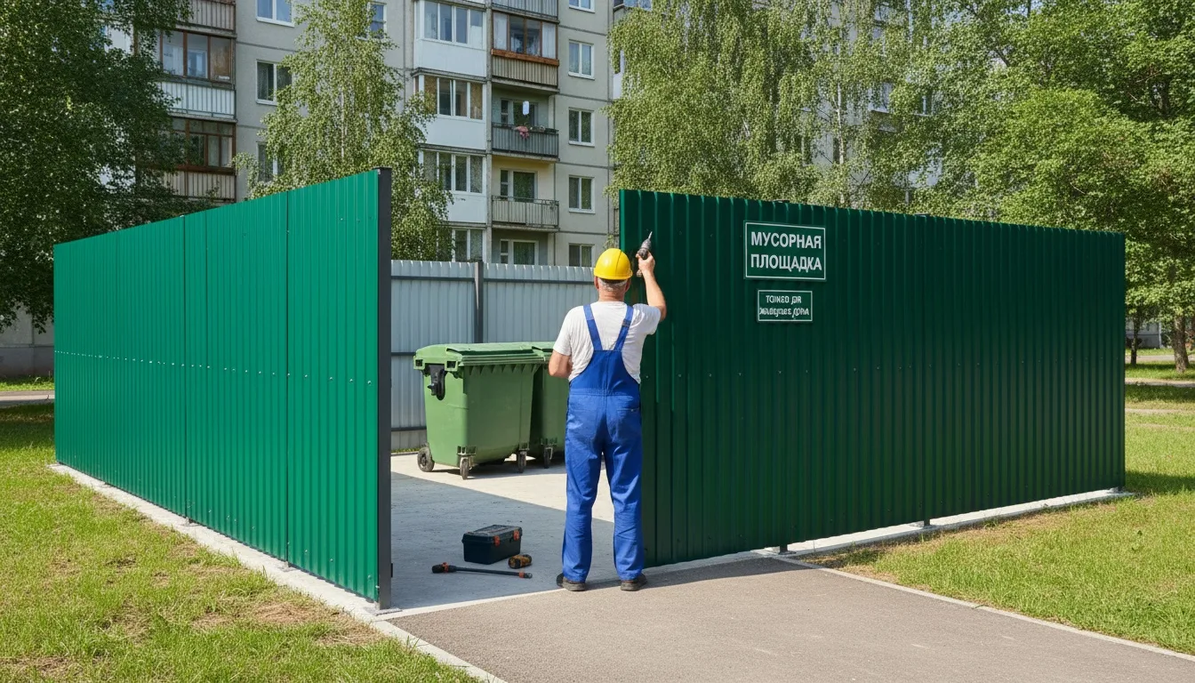 Забор для мусорной площадки: конструкция и размеры