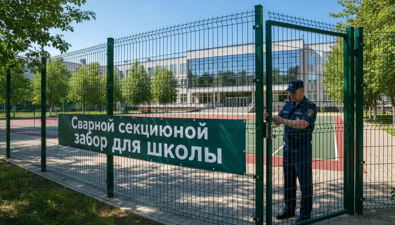 Забор для школы: сварной секционный вариант