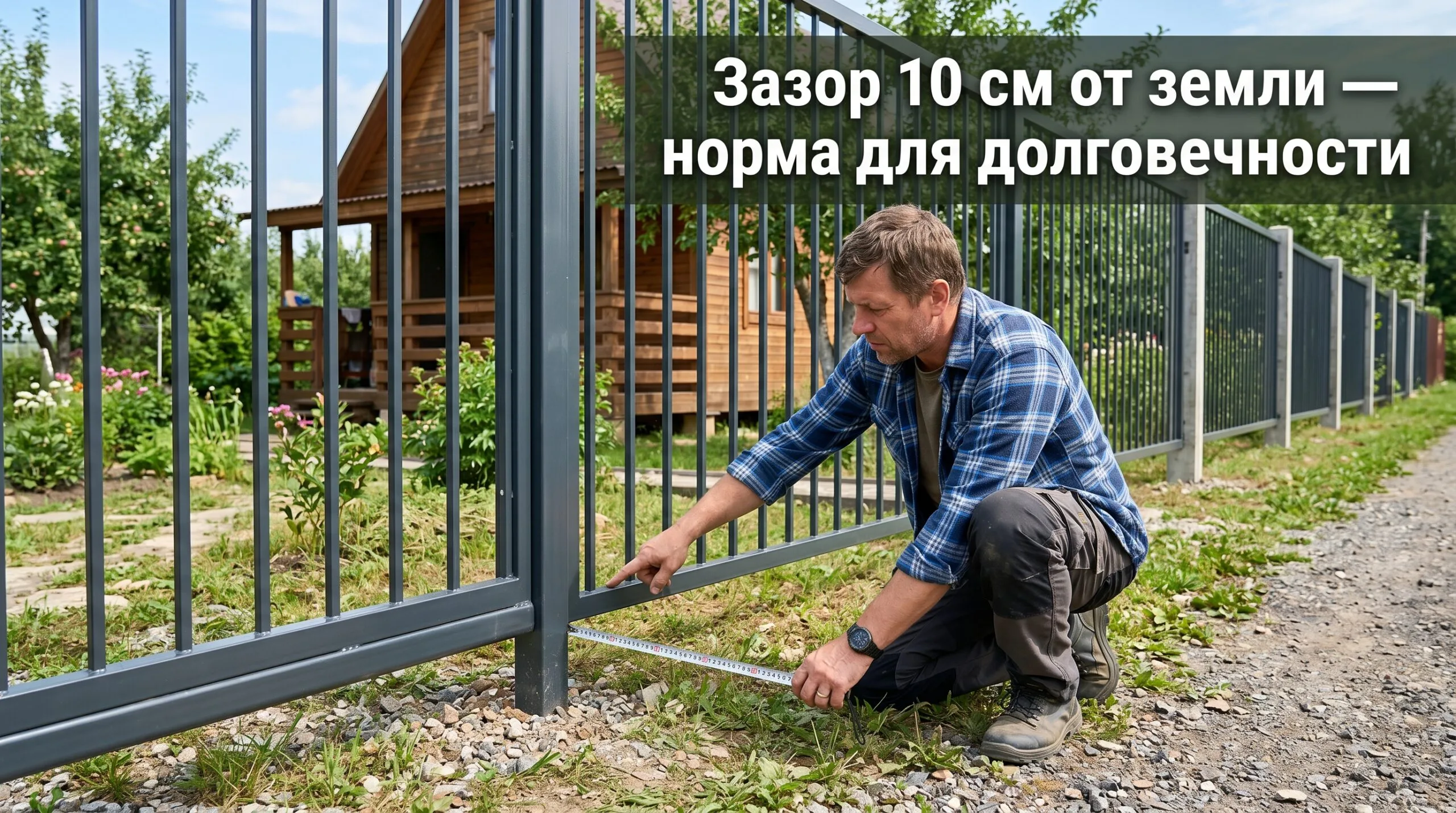 Забор из сварных секций: нижний зазор от земли