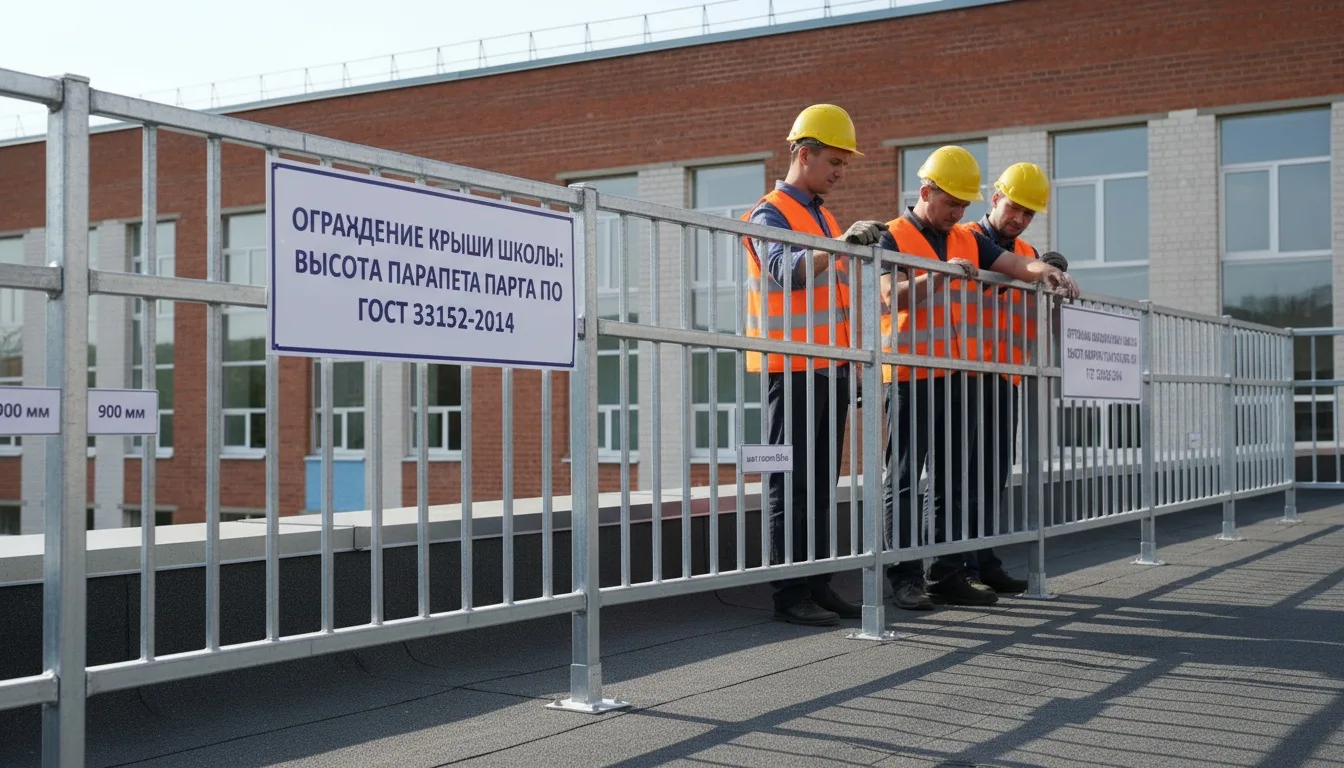 Ограждение крыши школы: высота парапета по нормам ГОСТ 33152-2014