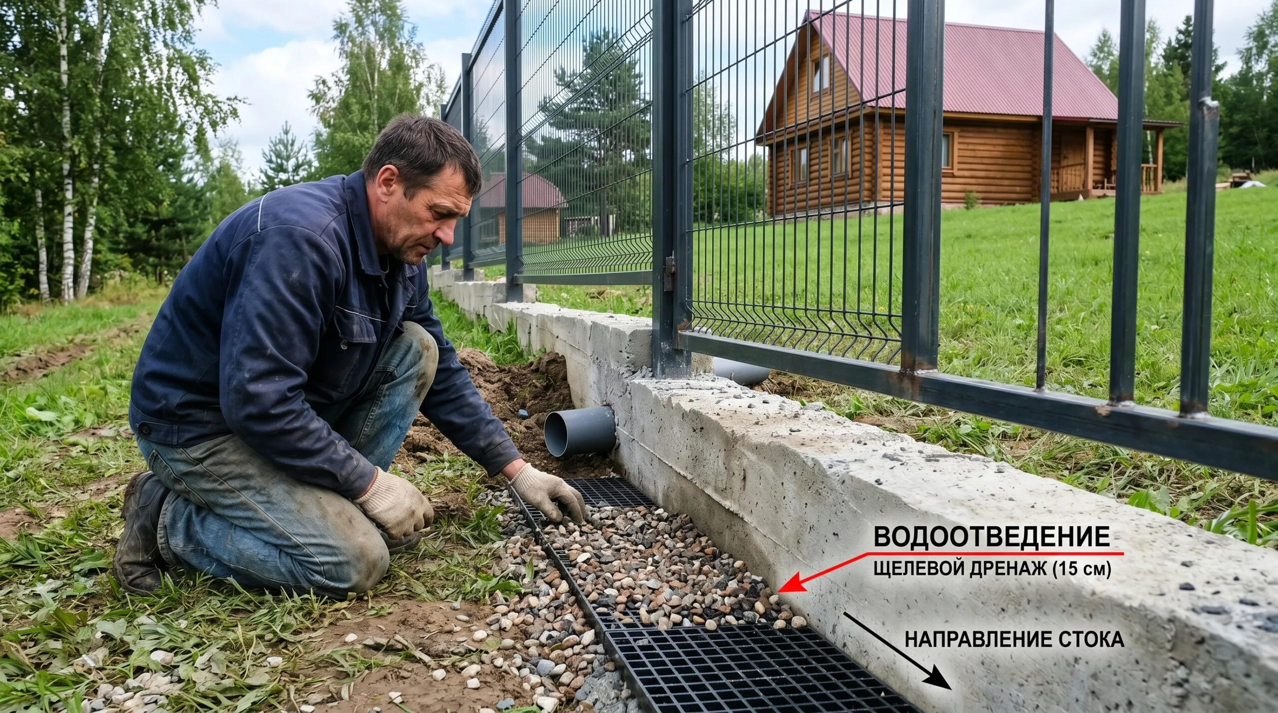 Сварной забор: как сделать проход для ливневой воды