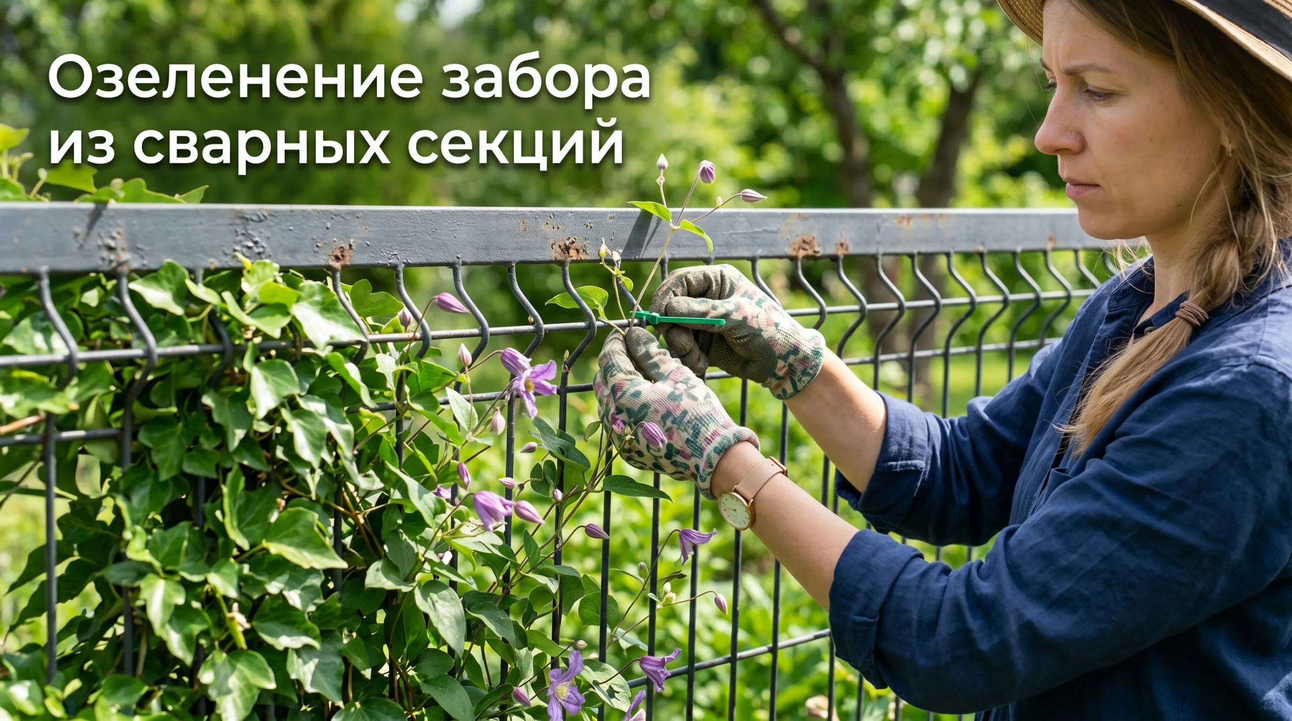 Забор из сварных секций: как повесить вьющиеся растения