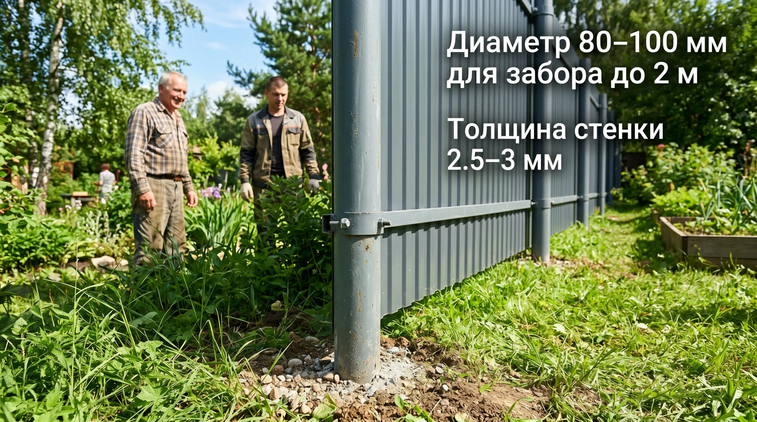 Какой диаметр трубы лучше для столбов забора