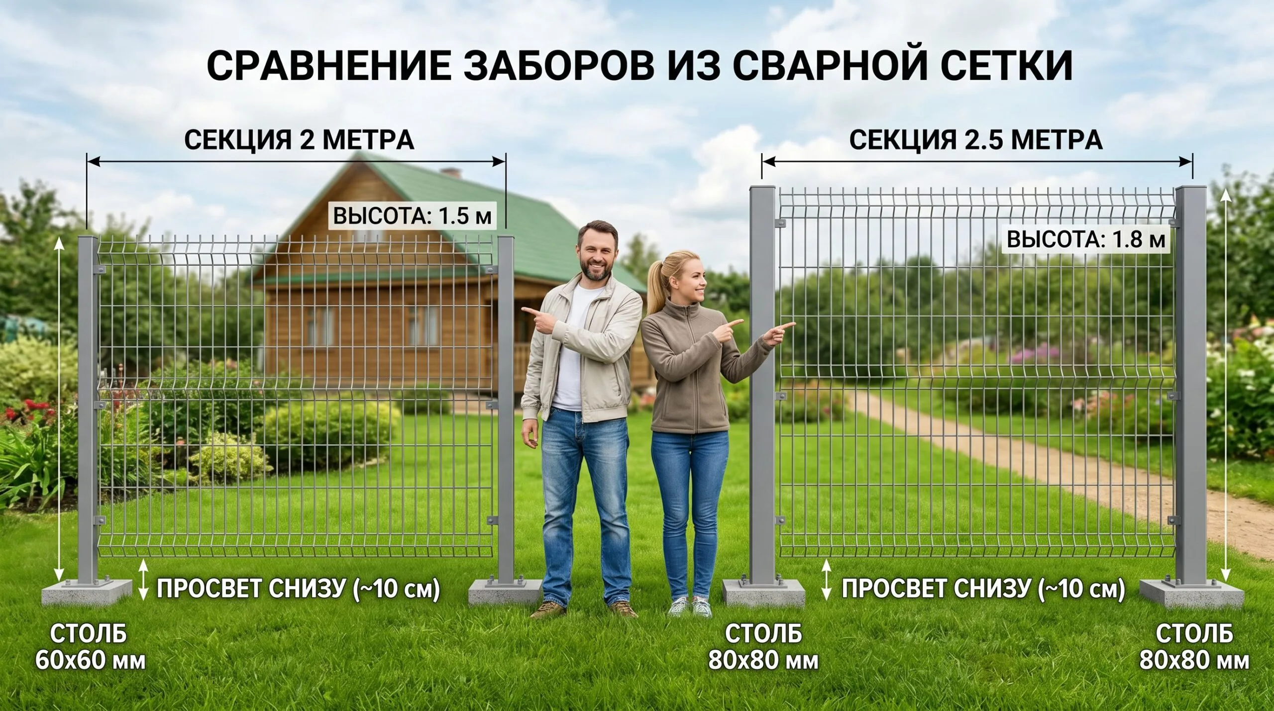 Забор из сварных секций: ширина пролёта 2 или 2.5 метра