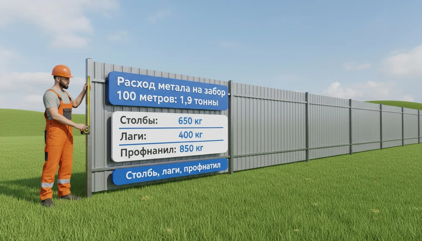 Расход металла на забор: сколько тонн на 100 метров